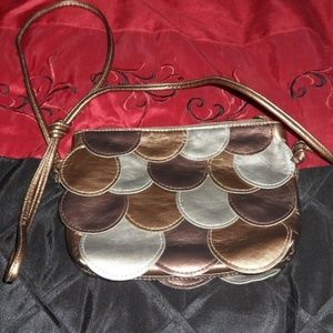 Bueno Collection Brown Metallic  Fish Scale Purse